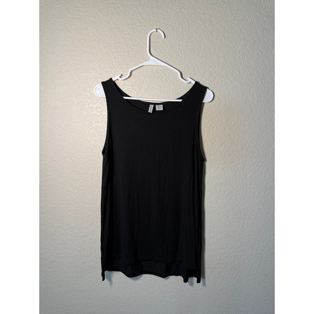 Paraphrase Womens Black Sleeveless Scoop Neck Tank Top Size Large High Low Hem